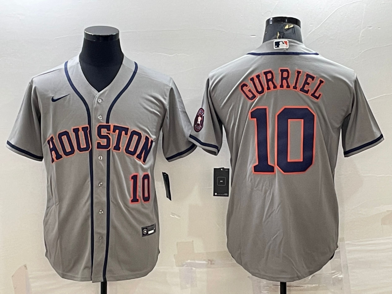 Men's Houston Astros #10 Yuli Gurriel Gray With Patch Cool Base Stitched Jersey Men's Houston Astros #10 Yuli Gurriel Gray With Patch Cool Base Stitched Jersey